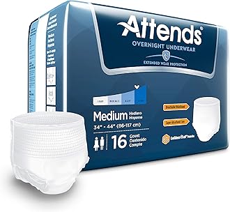 Attends Discreet Incontinence Care Day/Night Extended Wear Protective Underwear with DermaDry Technology for Adults, Medium, Unisex , 16 Count (Pack of 4) (Packaging my vary)