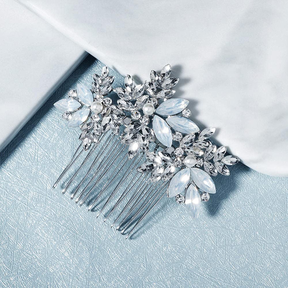 Haarschmuck für die Braut, Vintage-Stil, Legierungseinsatz, Silber, böhmischer, mit Diamanten besetzter Haarkamm, Haarschmuck für Frauen und Mädchen