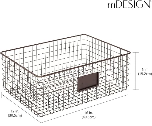 Miniatura 4 de mDesign - Canasta de rejilla de metal para organizar y almacenar alimentos, paquete de 4 unidades