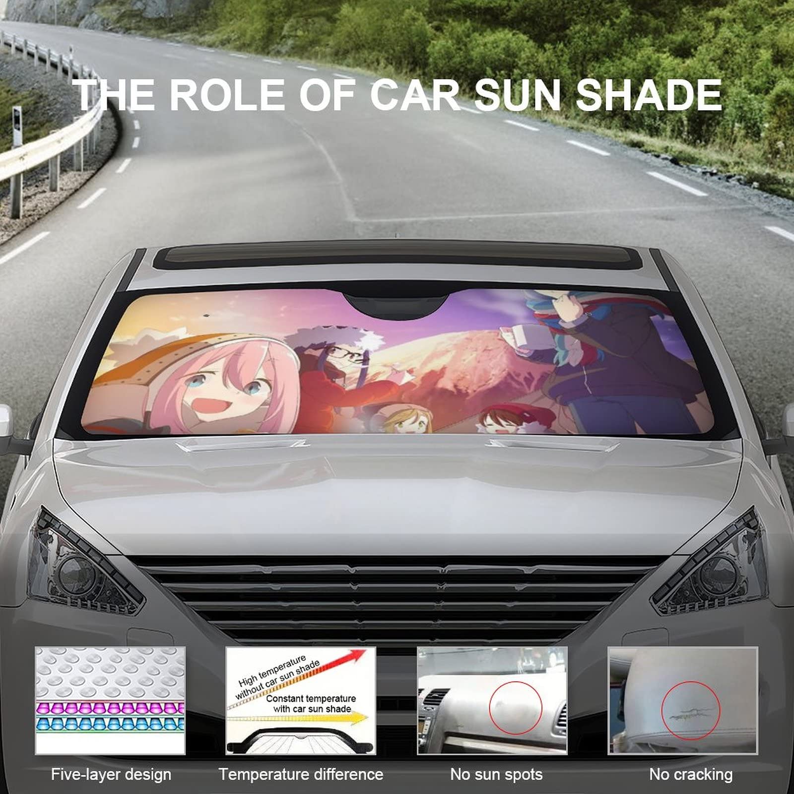 Amazon.co.jp: ゆるキャン△ 車用 サンシェード カーフロントカバー