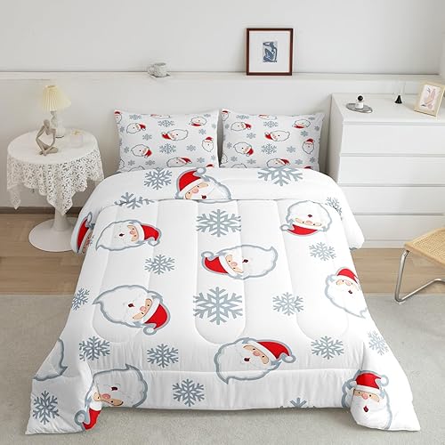 Erosebridal Juego de edredón de Papá Noel, regalo de Año Nuevo, ropa de cama para niños y niñas, juegos de ropa de cama de 3 piezas, decoración de