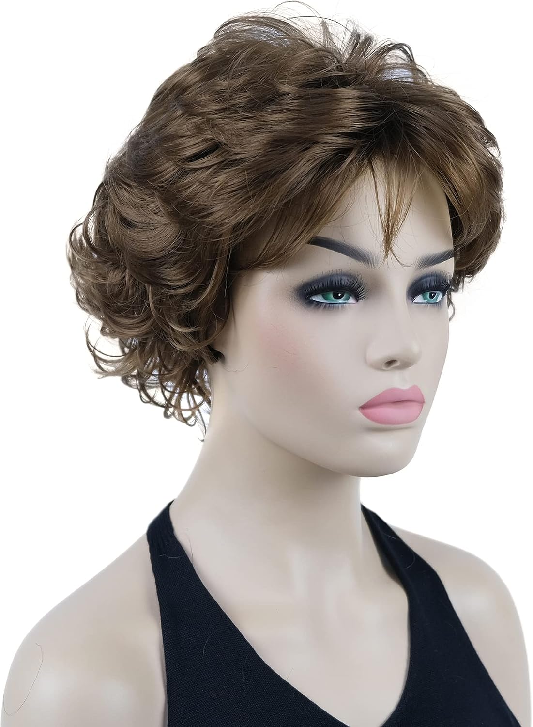 Lydell 8" Short Curly Women Wigs Soft Shaggy Layered Classic Cap Full Synthetic Wigs (Golden Brown) - Image 3