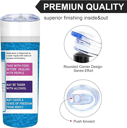 Miniatura 4 de Fukitol - Taza de café aislada con tapa, pastilla placebo honesta de 20 onzas, botella de agua reutilizable de acero inoxidable para bebidas