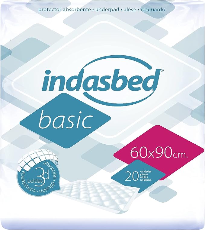 Protector de Cama Indasbed Basic, 60 x 90 cm - Blanco, Paquete de 20 Unidades