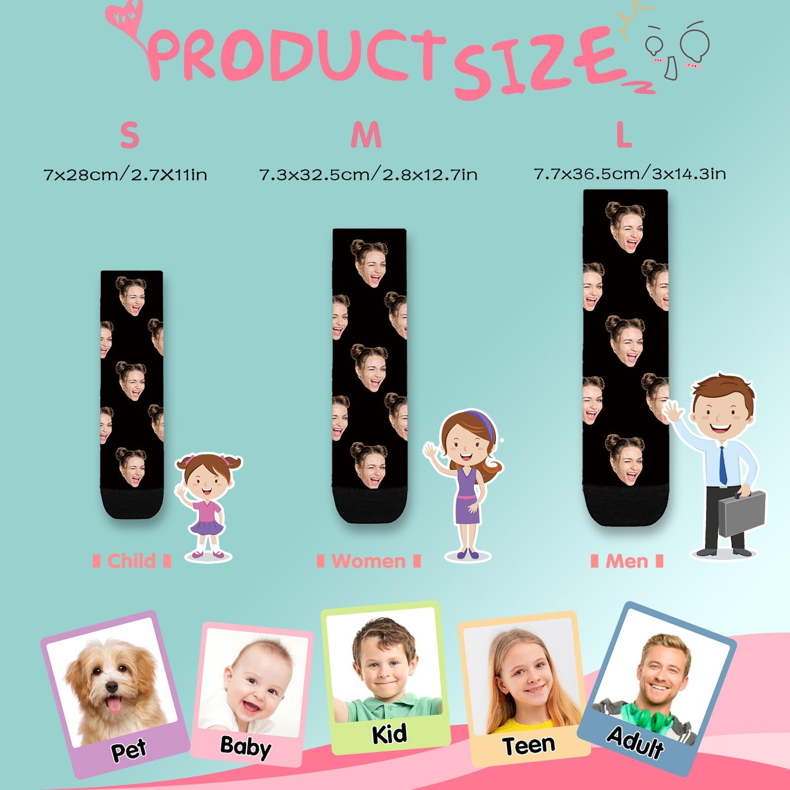 Bemaystar Calcetines Personalizados con Foto o Imagen para Hombre y Mujer