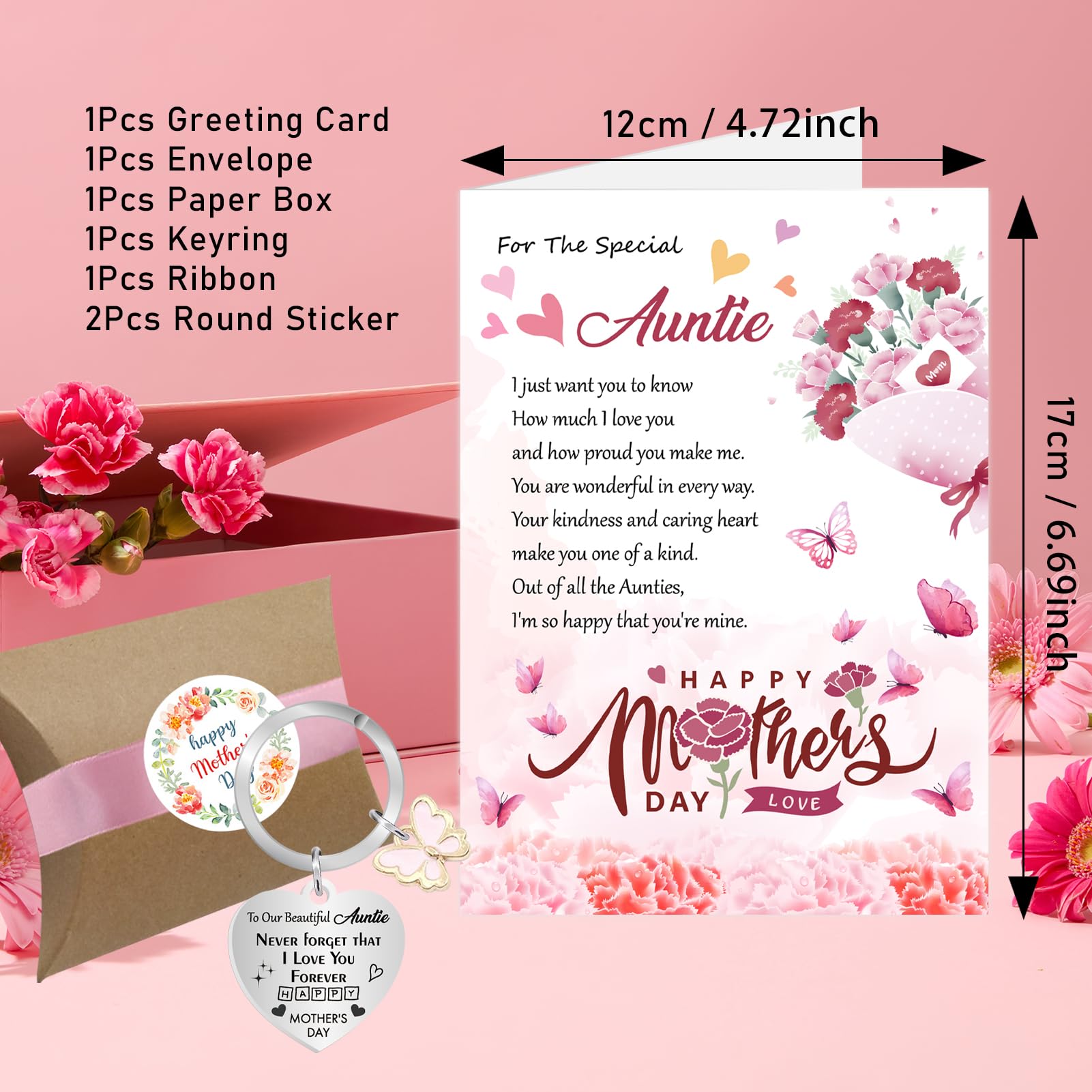 Mothers Day Card for Auntie Mothers Day Auntie Gifts, Auntie Mothers Day Card with Envelope - Image 2