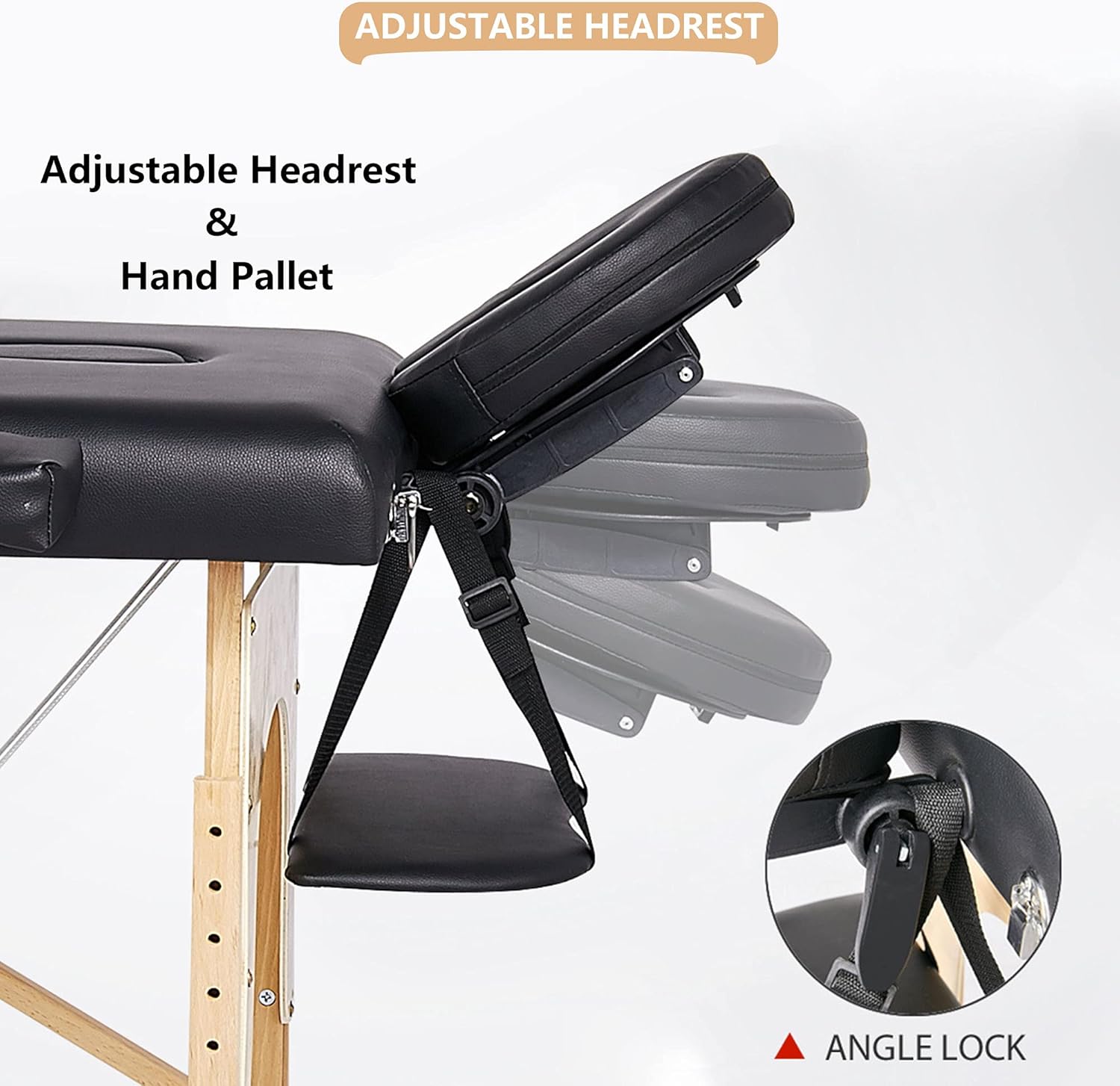 AWQM Massage Table 72.4 inch Massage Bed, 2 Fold Portable Spa Bed,Wooden Frame,Height Adjustable,Facial Salon Tattoo Bed, Black : Beauty & Personal Care