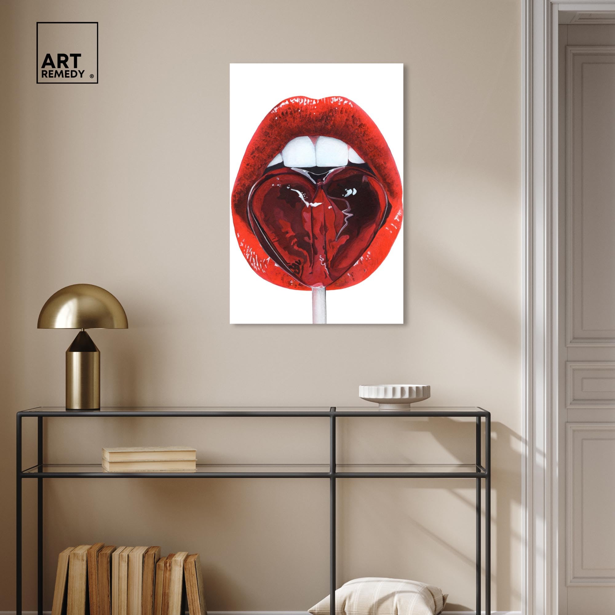 Amazon.com: Art Remedy Lollipop Lips Canvas Miami Inspired Art