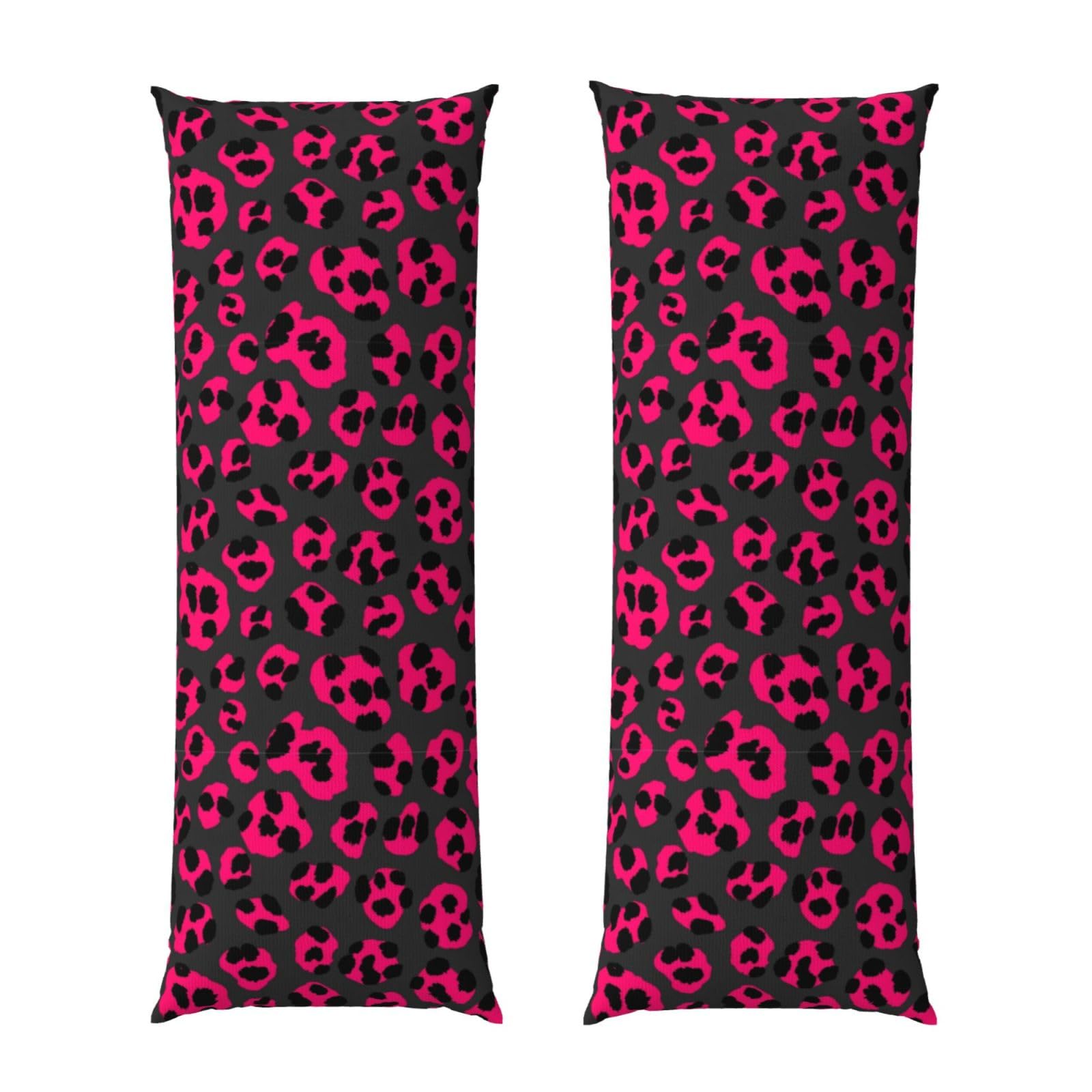 Body Pillow Cover 20x54 Inch, Luxury Pink Dark Gray Leopard Cheetah Print, Plush Velvet Long Pillowcase with Zipper, Softffy Rectangular Case for Couch Bed Hotel Decor