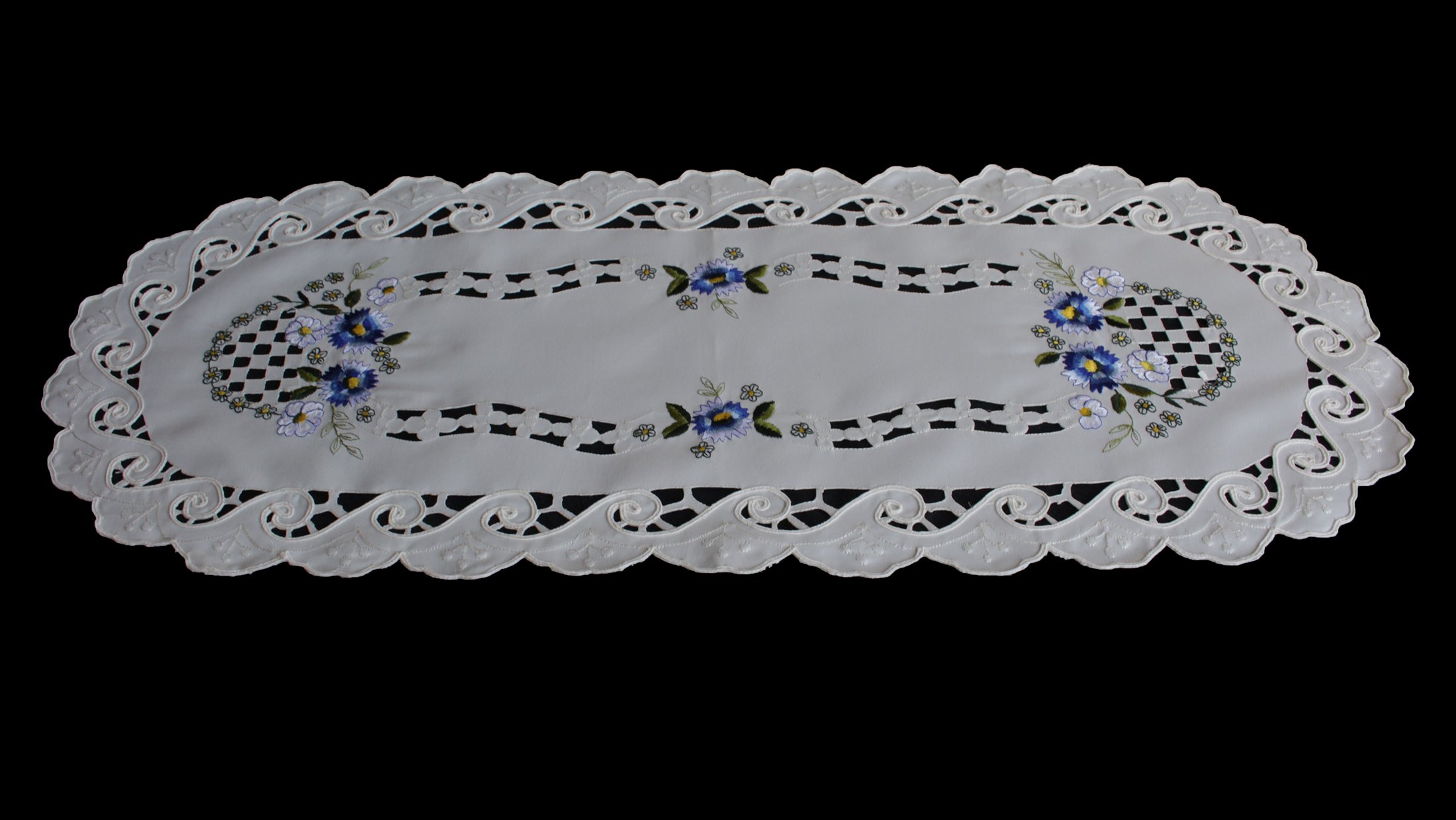 Anka Textil Table Runner – Table Doilies Decorative Tablecloth Embroidery Size 30x70 cm Blue 1