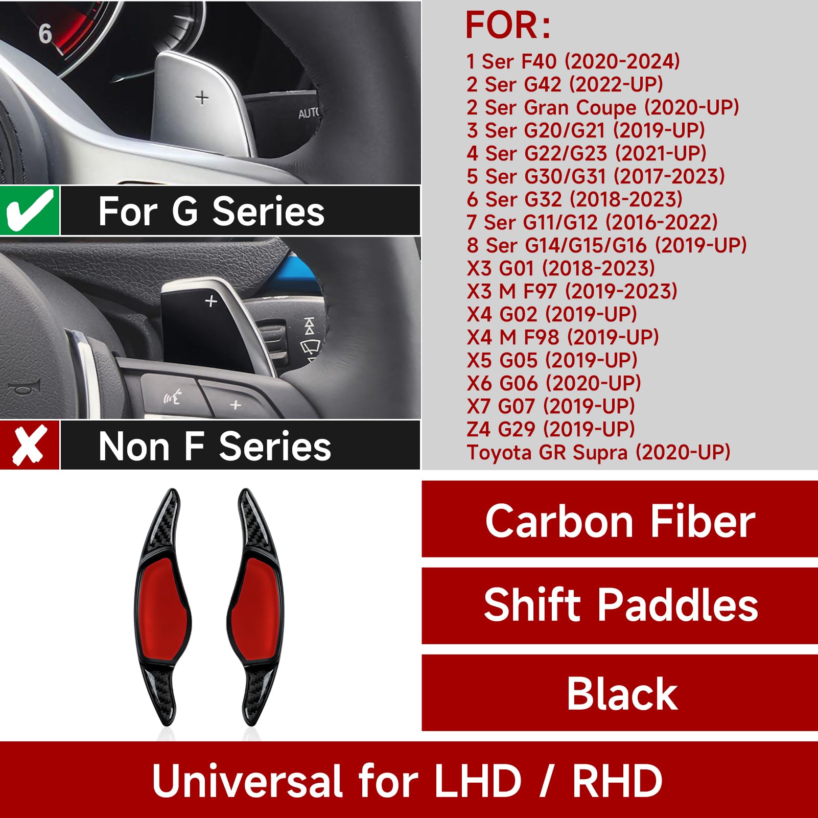 2 pezzi di estensione per bilanciere del cambio, compatibile con 3 G20/5 G30/6 G31/7 G11/8er G14/X3 G01/X4 G02/X5 G05/X6 G06/X7 G07/Z4 G29 accessori (nero)