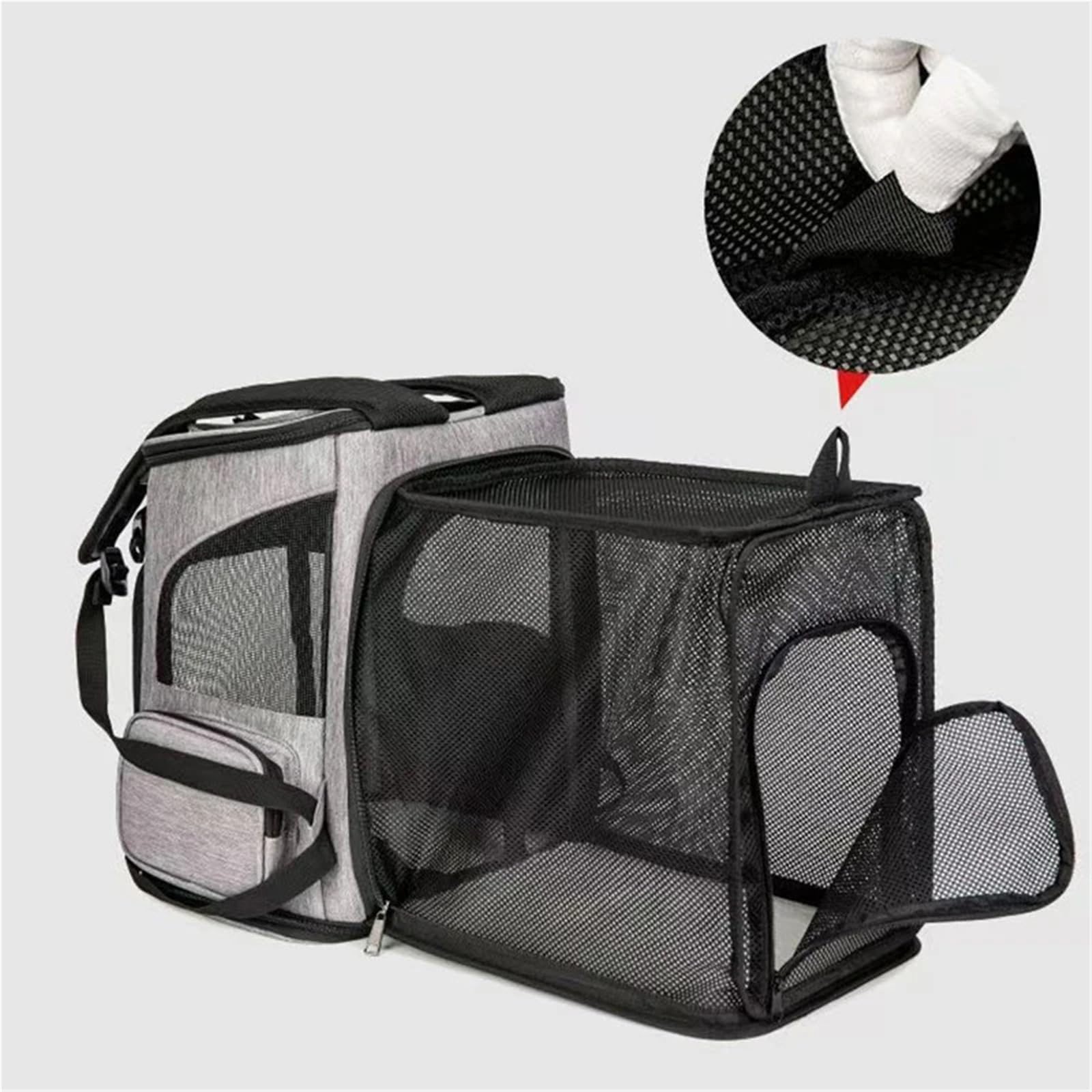 Transportador convertible para asientos de coche para perros y cama de viaje, base antideslizante, anillos de cinturón, bolsillo de almacenamiento con correa reforzada para transportar mascotas