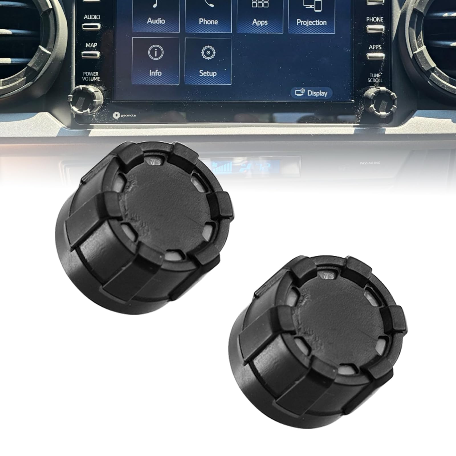 RYANSTAR RACING Radio Knobs Replacement for Toyota Tacoma V1 2020-2023 2 Pack 3rd Gen Tacoma Interior Accessories Upgraded Knobs