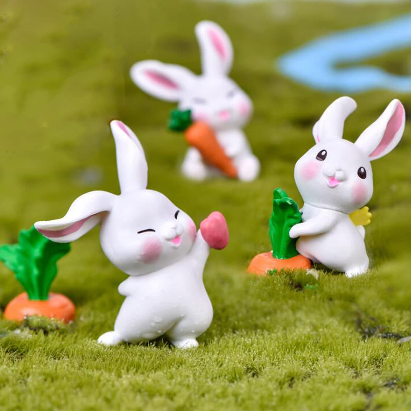 うさぎと人参のミニチュア置物 ガーデニング雑貨 Amazon.co.jp: ミニチュアウサギの置物 6個 ミニウサギとにんじんの