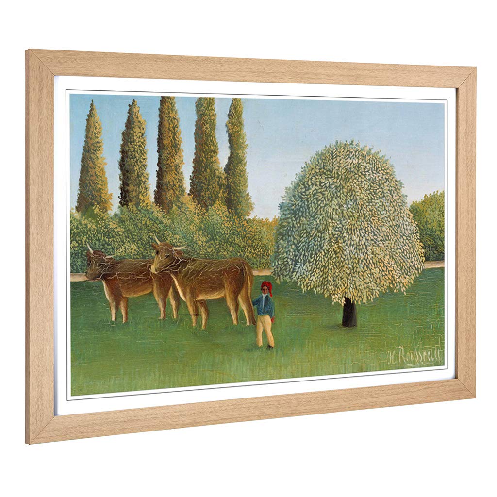 Big Box Art Framed Print of Henri Rousseau Meadowland Design | Wall Art Picture | Home Decor for Kitchen, Living, Dining Room, Bedroom, Hallway, Office, Oak, A2 / 24.5x18 Inch / 62x45cm