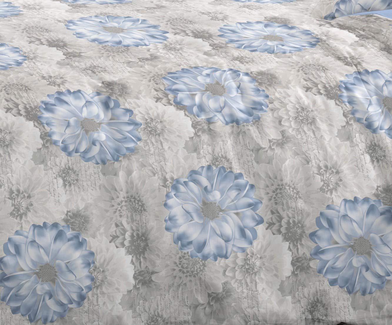 HomeLife Piumone Matrimoniale Invernale 250 x 250cm Made in Italy – Trapunta Matrimoniale Invernale Double Face, Calda e Anallergica – Piumino Matrimoniale in Fantasia a Fiori Azzurri