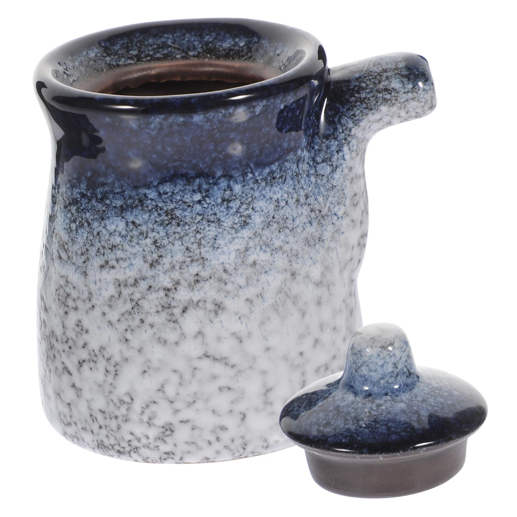 Luxshiny Vintage Ceramic Soy Sauce Dispenser Jar with Lid Multi Use Kitchen Condiment Storage Unique Design Easy to Clean for Sauces
