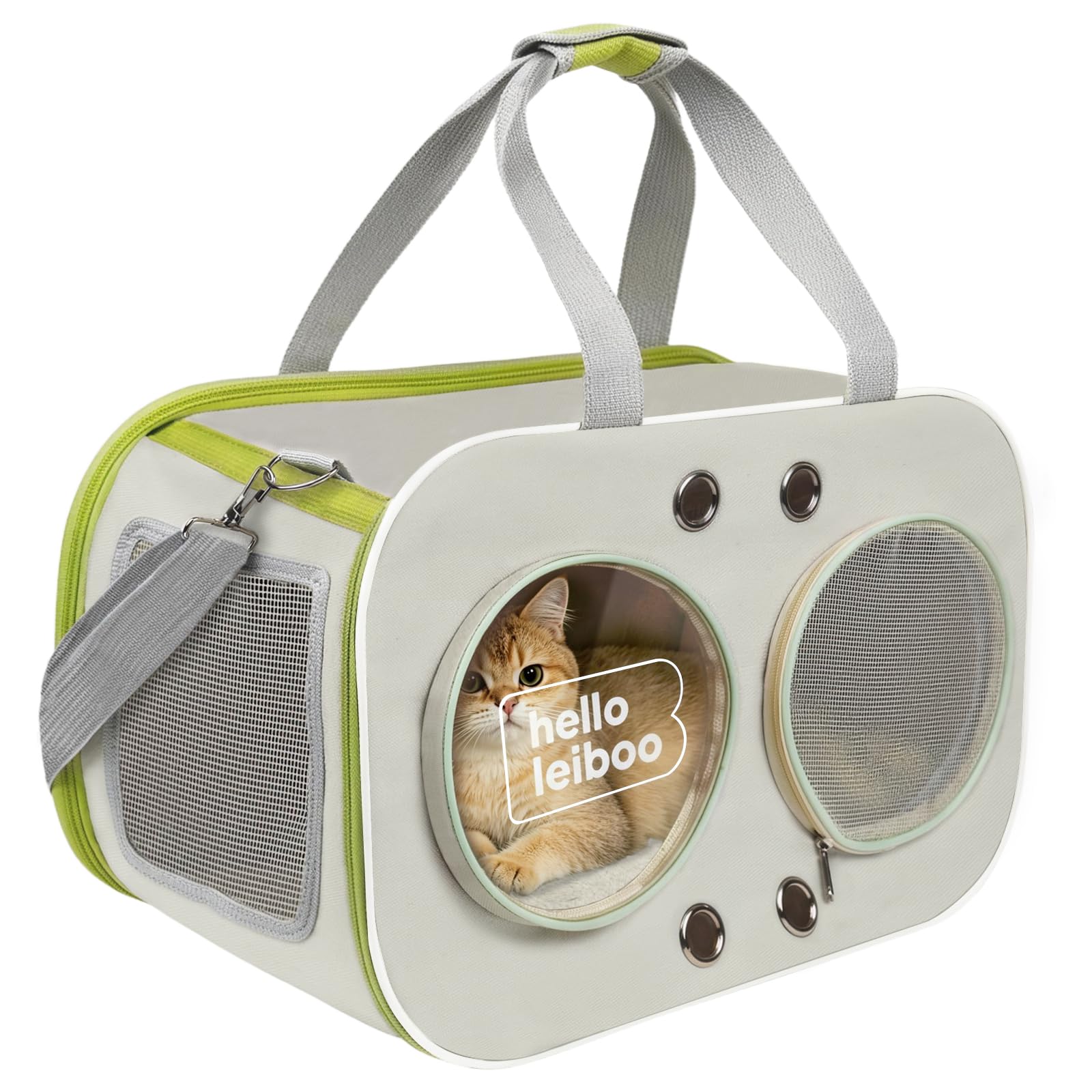 Cat Carrier Large, Breathable Pet Travel Carrier for Cats & Puppy, Green