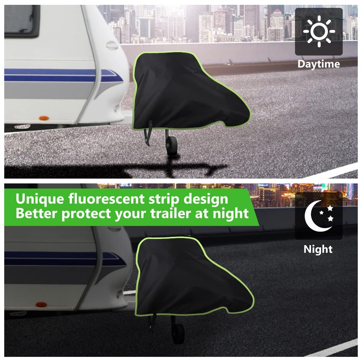 URAQT Cubierta para Remolque de Caravana Cubierta, 420D Impermeable Cubierta de Remolque para Remolquede Cabezal de Caravana Duradera Impermeable contra Lluvia y El Polvo, 94 * 65cm