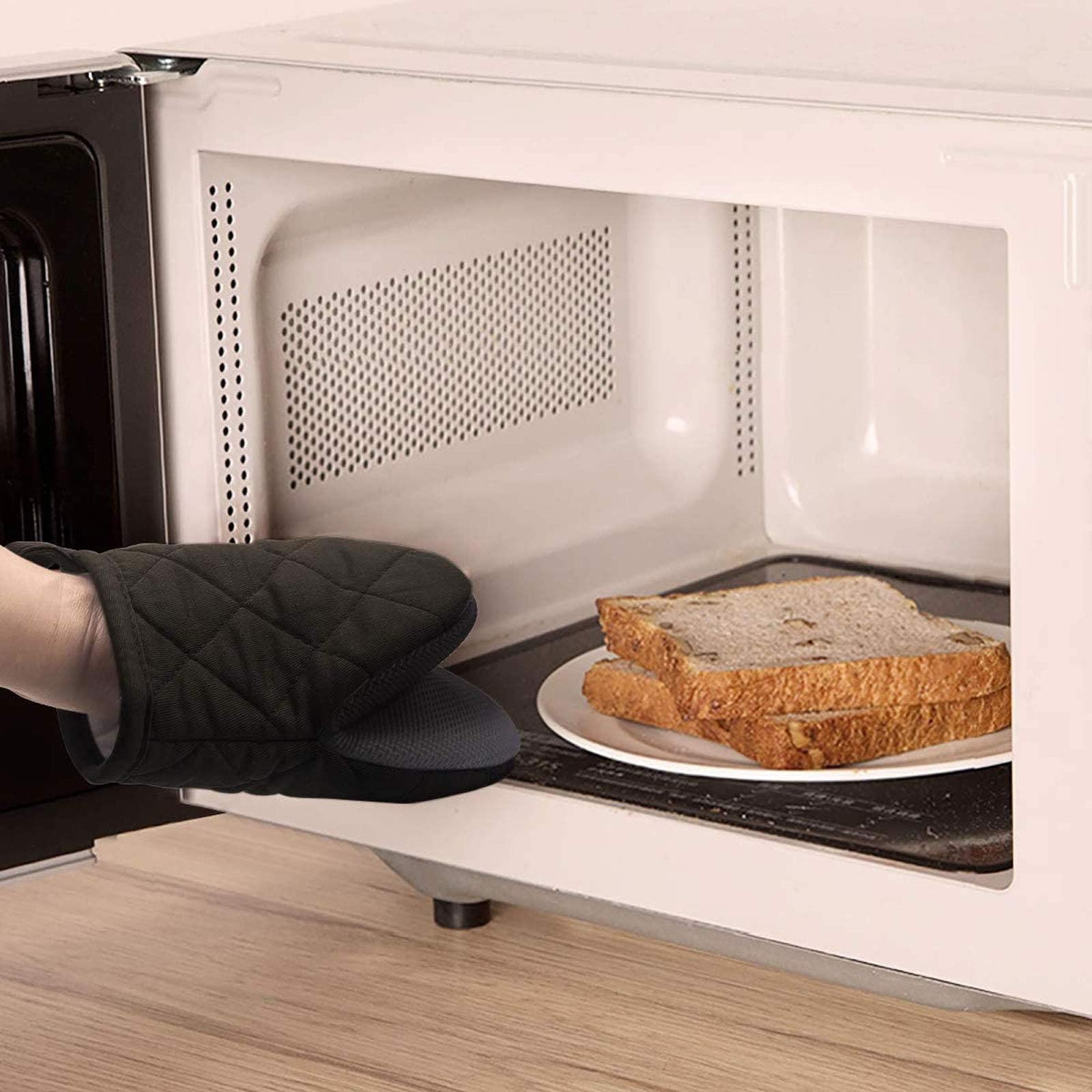 1 Pair Short Oven Mitts, Silicone Kitchen Oven Mitts Mini Heat Resistant for 500 Degrees - Image 2