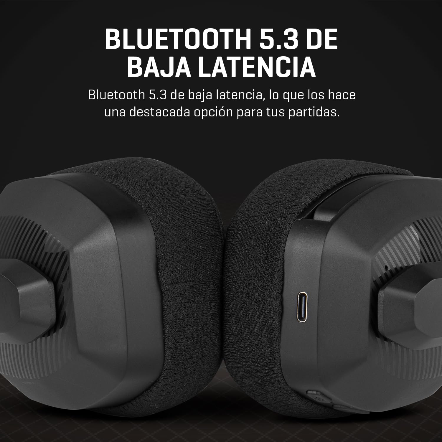 KROM KANJI – Auriculares Gaming Inalámbricos con Conexión Bluetooth 5.3, 2.4 GHz y USB, Drivers 40 mm, Micrófono Omnidireccional, Control Volumen, Mute en Auricular, Diadema Ajustable y Ligera – Negro