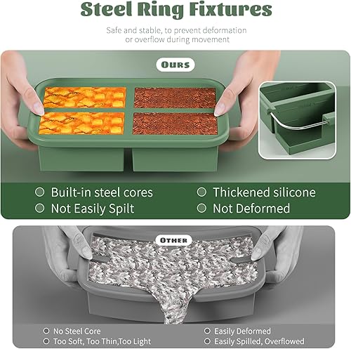 Miniatura 3 de Bongpuda Contenedores de almacenamiento de silicona para congelador con tapa, hace 4 bandejas perfectas para cubitos de hielo de 1 taza para