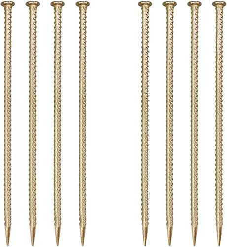 MAOMBO Estacas de barras de refuerzo de 16 pulgadas (paquete de 8) anclajes de tierra de acero galvanizado de 0.5 pulgadas de diámetro Estaca de