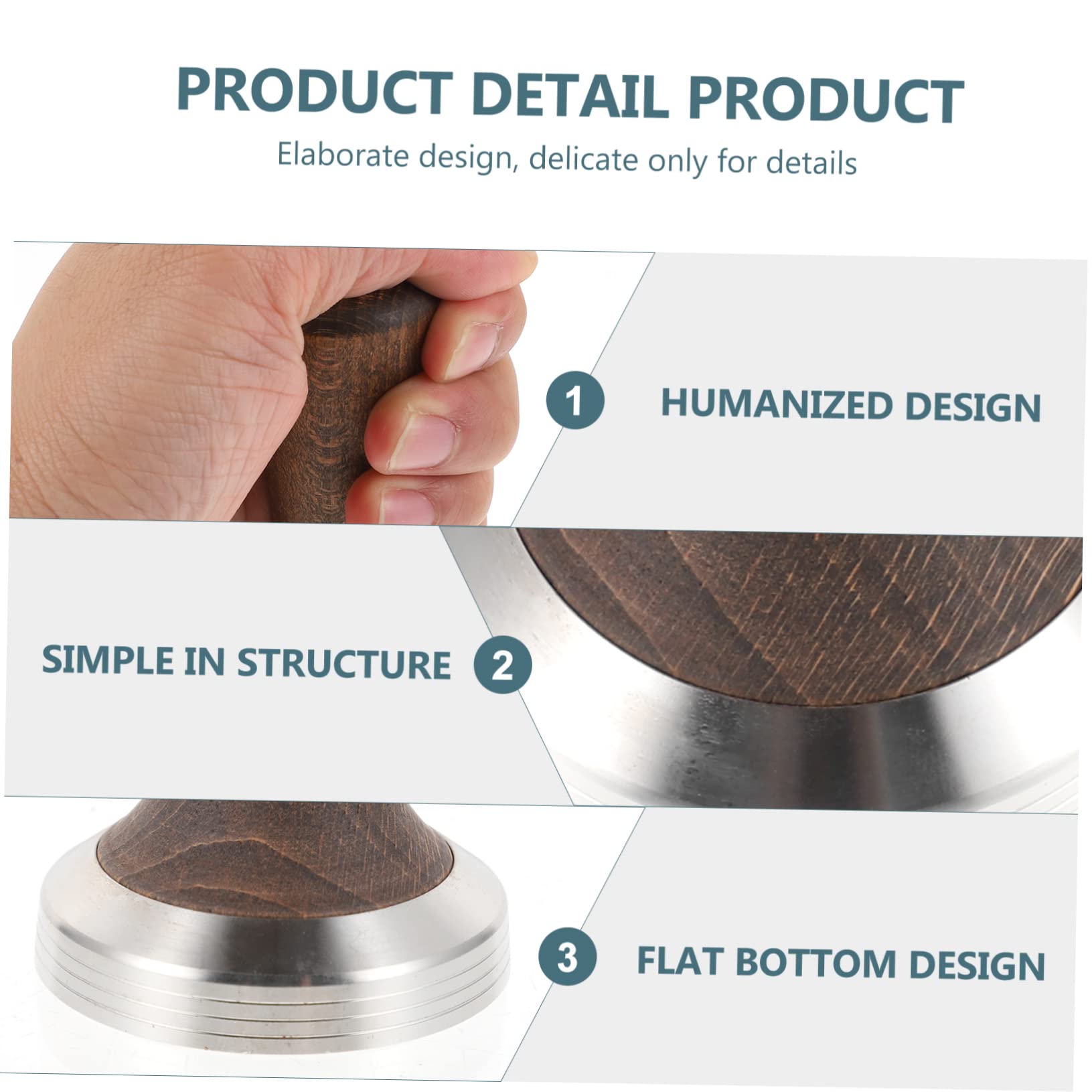 Pressino per Caffè Ergonomico in Acciaio Inox e Legno Marrone