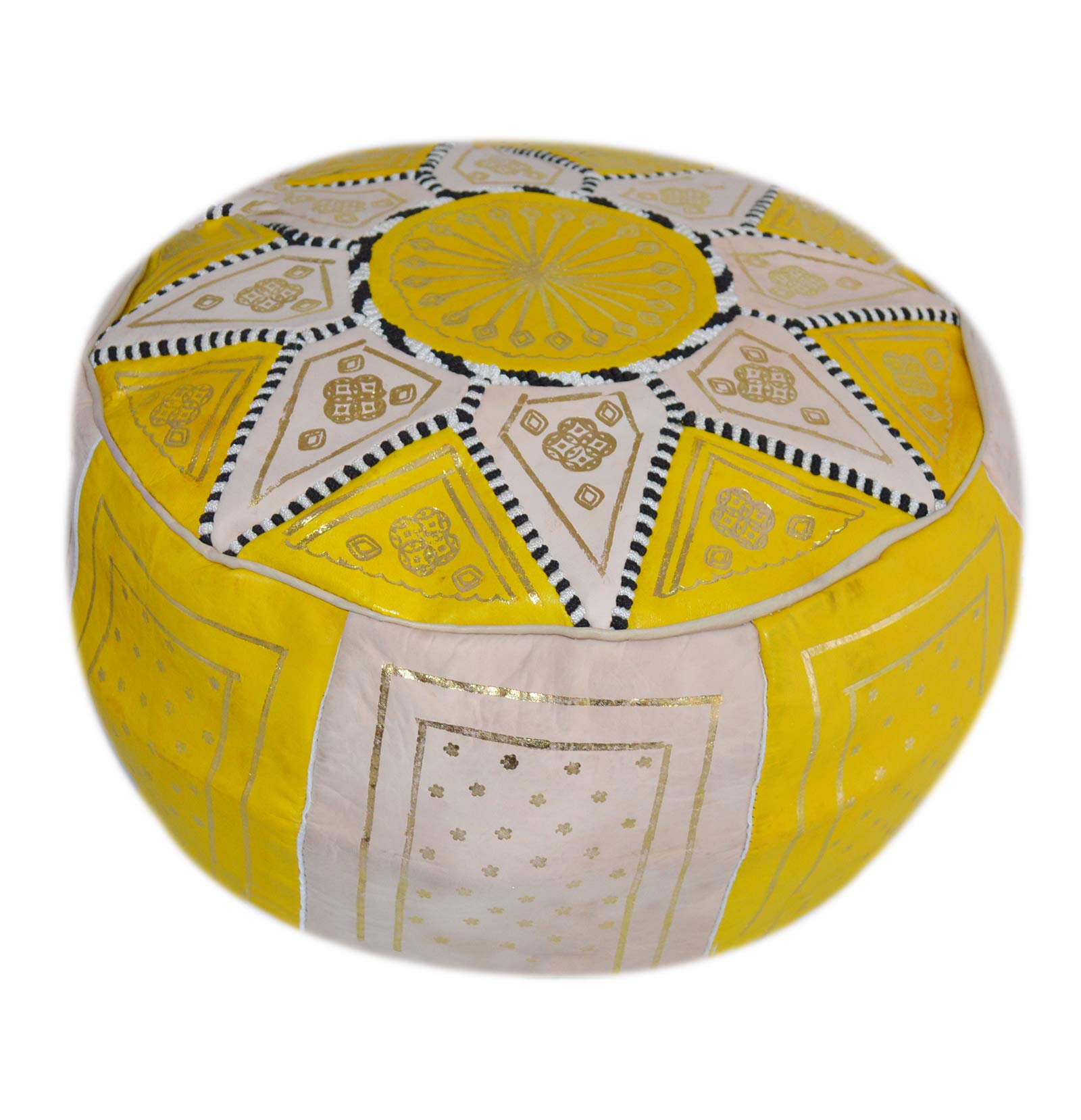 Moroccan Pouf Ottoman Footrest Hassock Handmade 100% Leather Comfortable Unstuffed