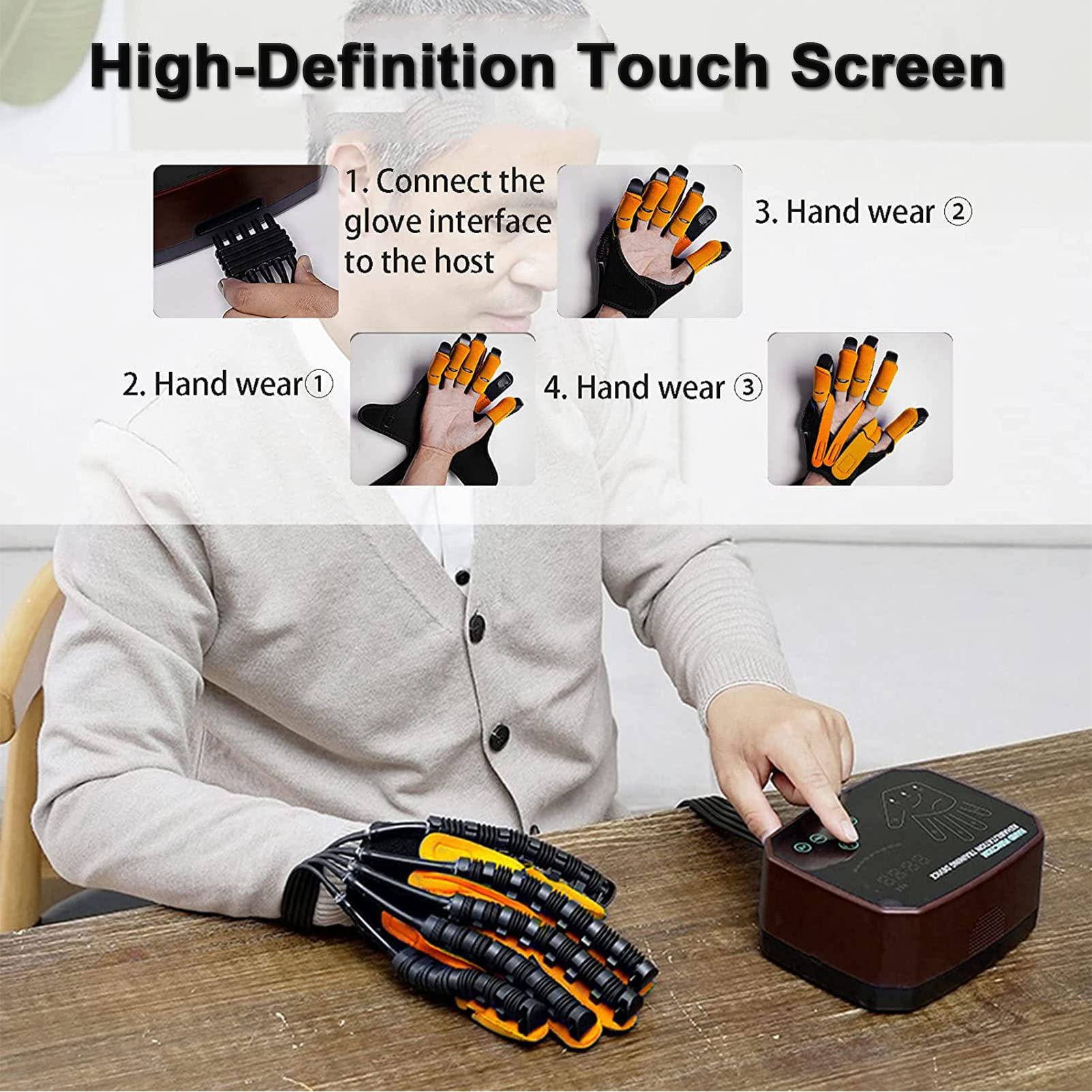 Guantes de Robot de rehabilitación de hemiplejía por accidente para Artritis, Alivio a Largo Plazo de los Dedos de los Dedos,LeftHand-XXL