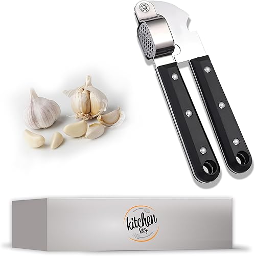 Prensa de ajo de acero inoxidable  Herramienta de cocina de picadora de ajo fresco, ahorro de tiempo y fácil de usar  Trituradora de ajo duradera