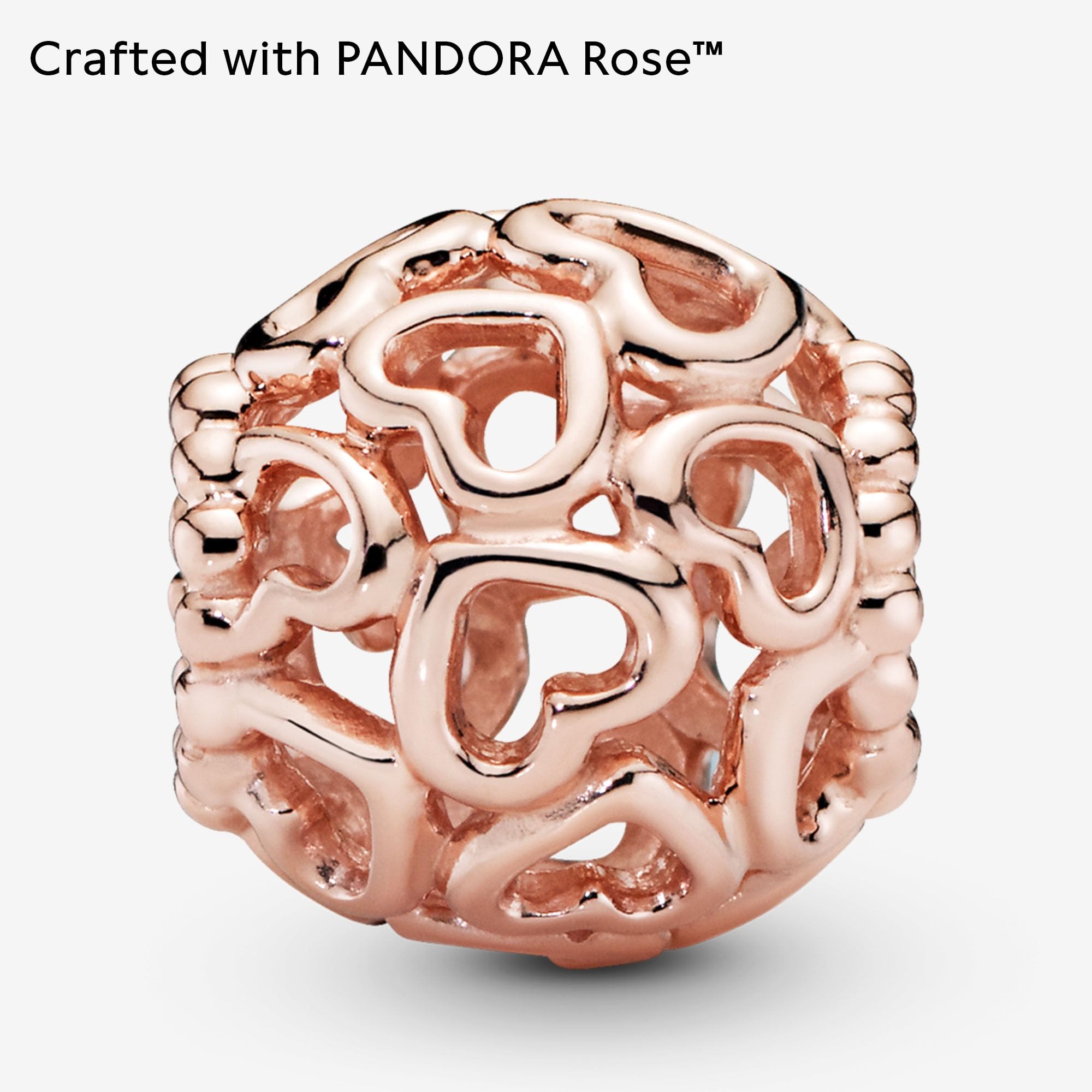 PANDORA Charm All Over Herzen 14 Karat rosévergoldete Metalllegierung Moments Collection
