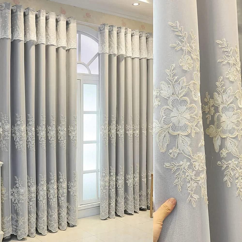 Amidoudou 1 Pair European Double Layer Curtains Luxury
