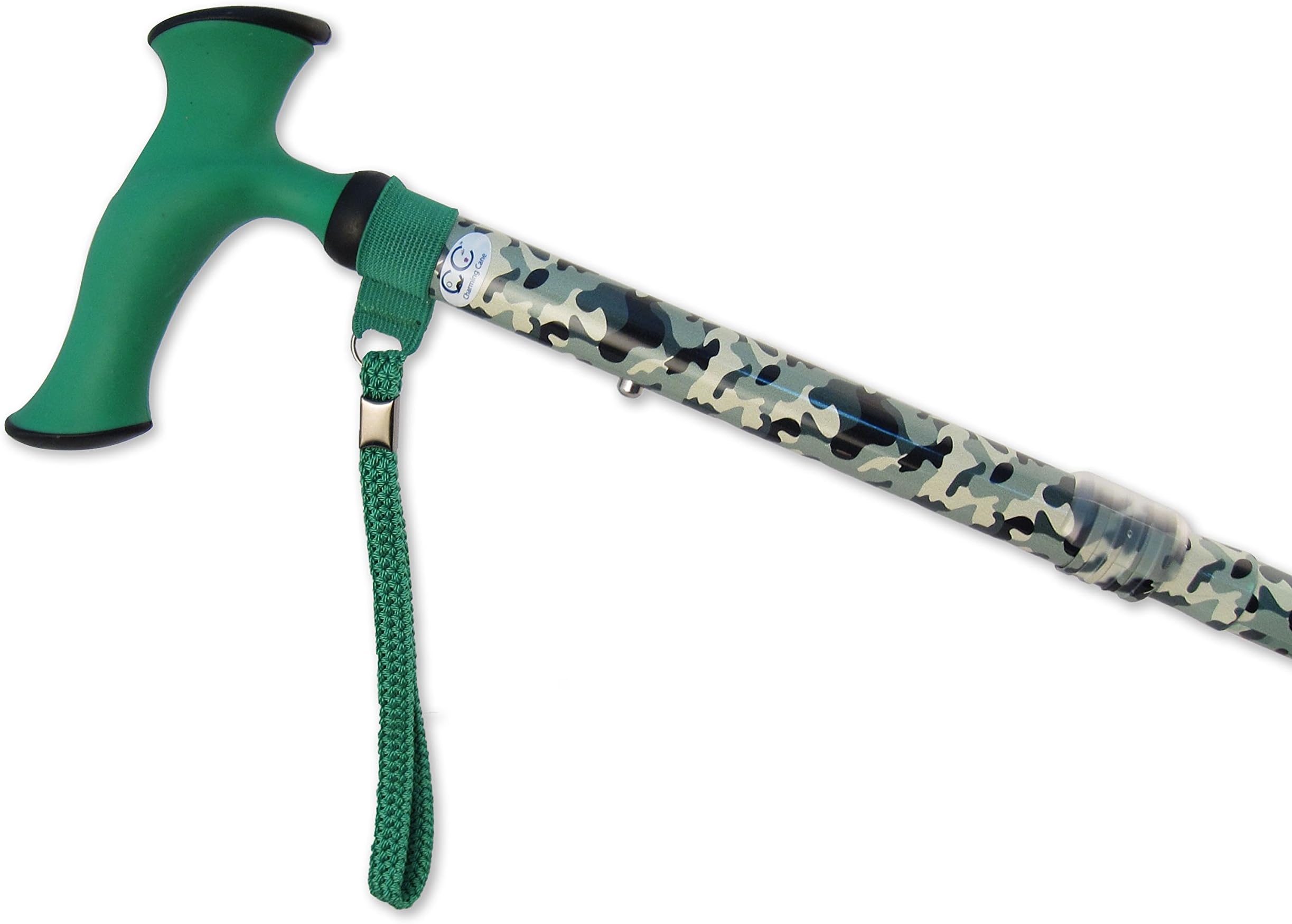 Adjustable Folding Walking Cane with Comfortable Grip, Wrist Strap, and Carrying Case – Travel Friendly! (Camo Army Print)