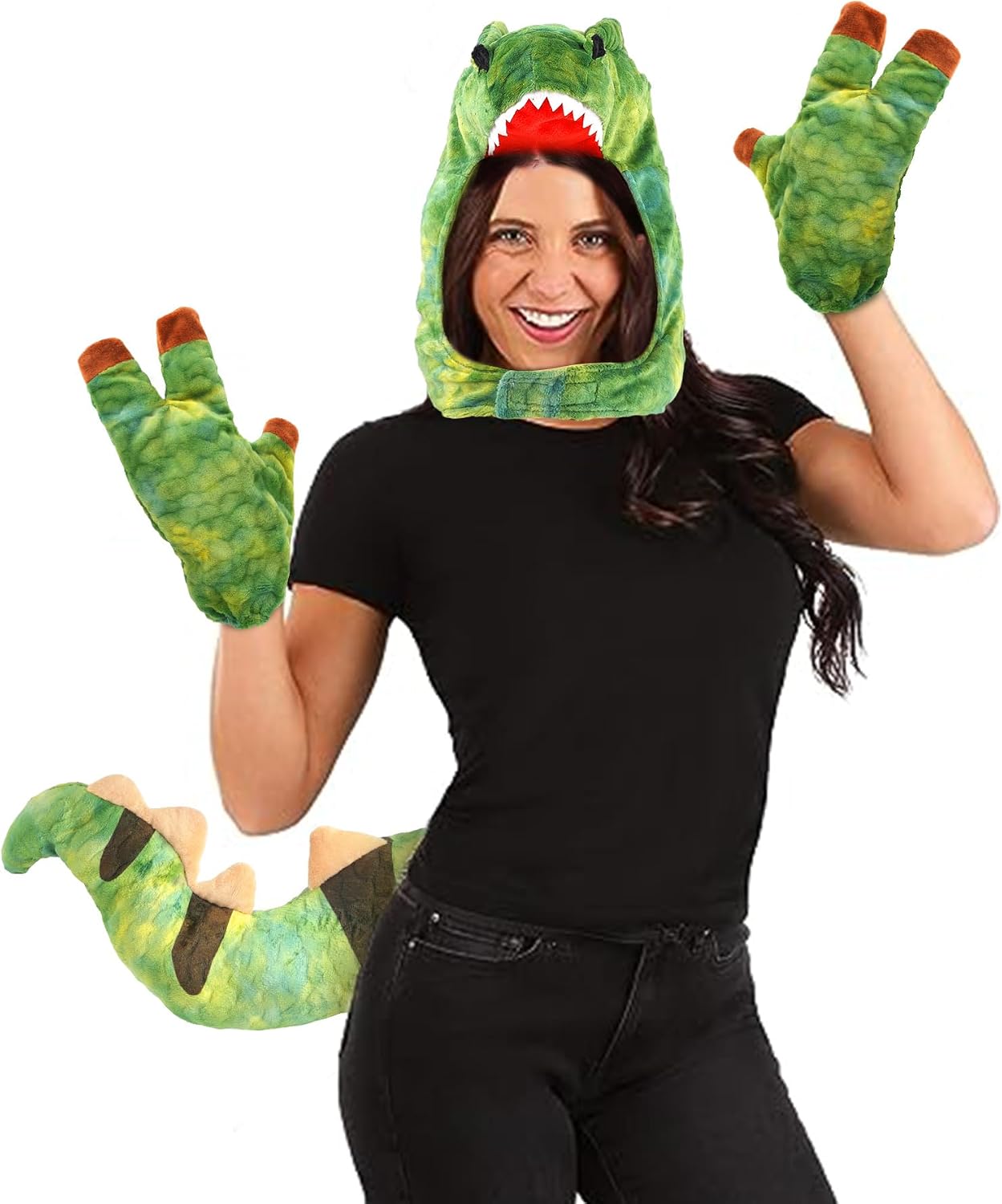 Roicaholy Dinosaur Tail Hat and Paw Gloves Set