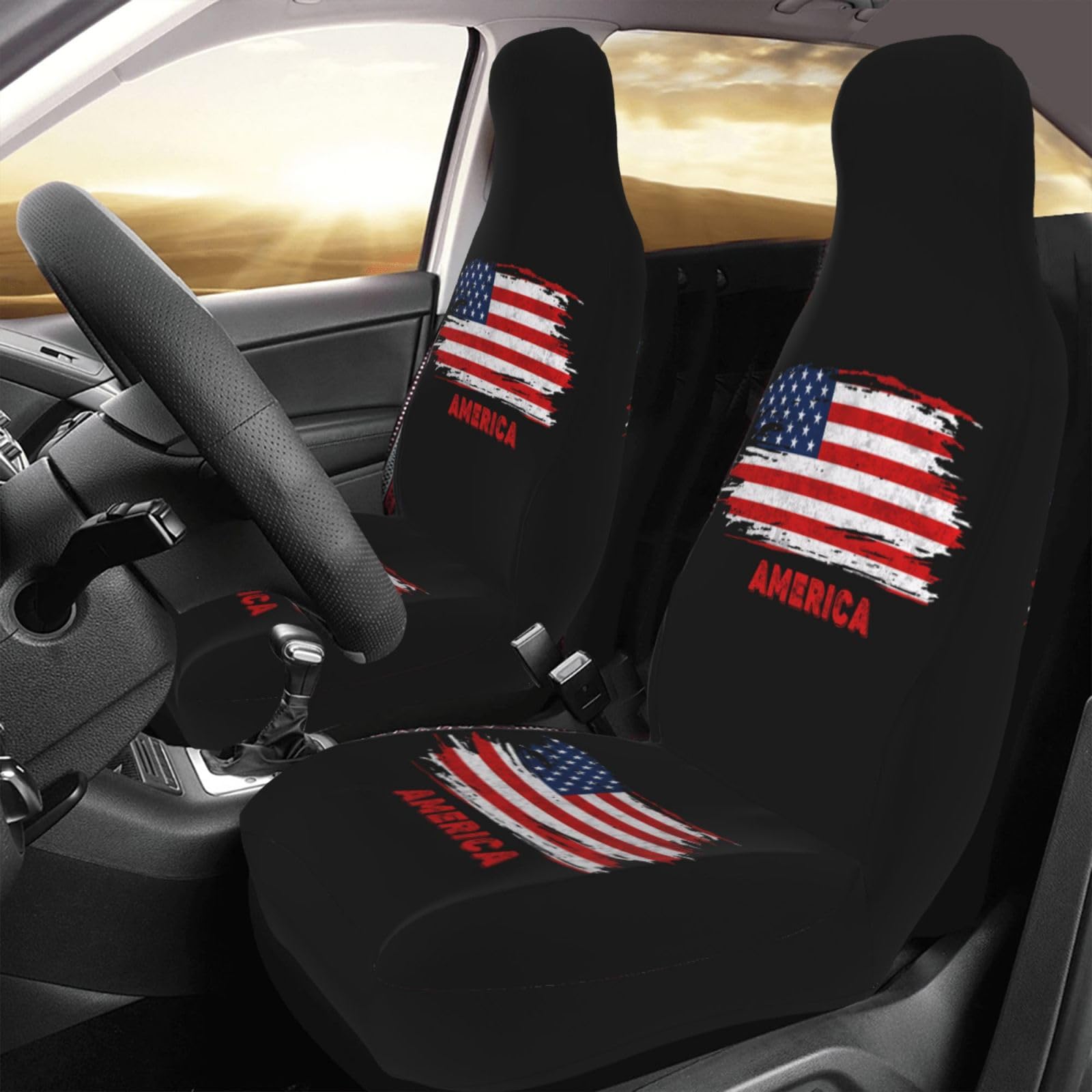 Amazon.co.jp: アメリカ国旗のカーシートカバー フロントシート