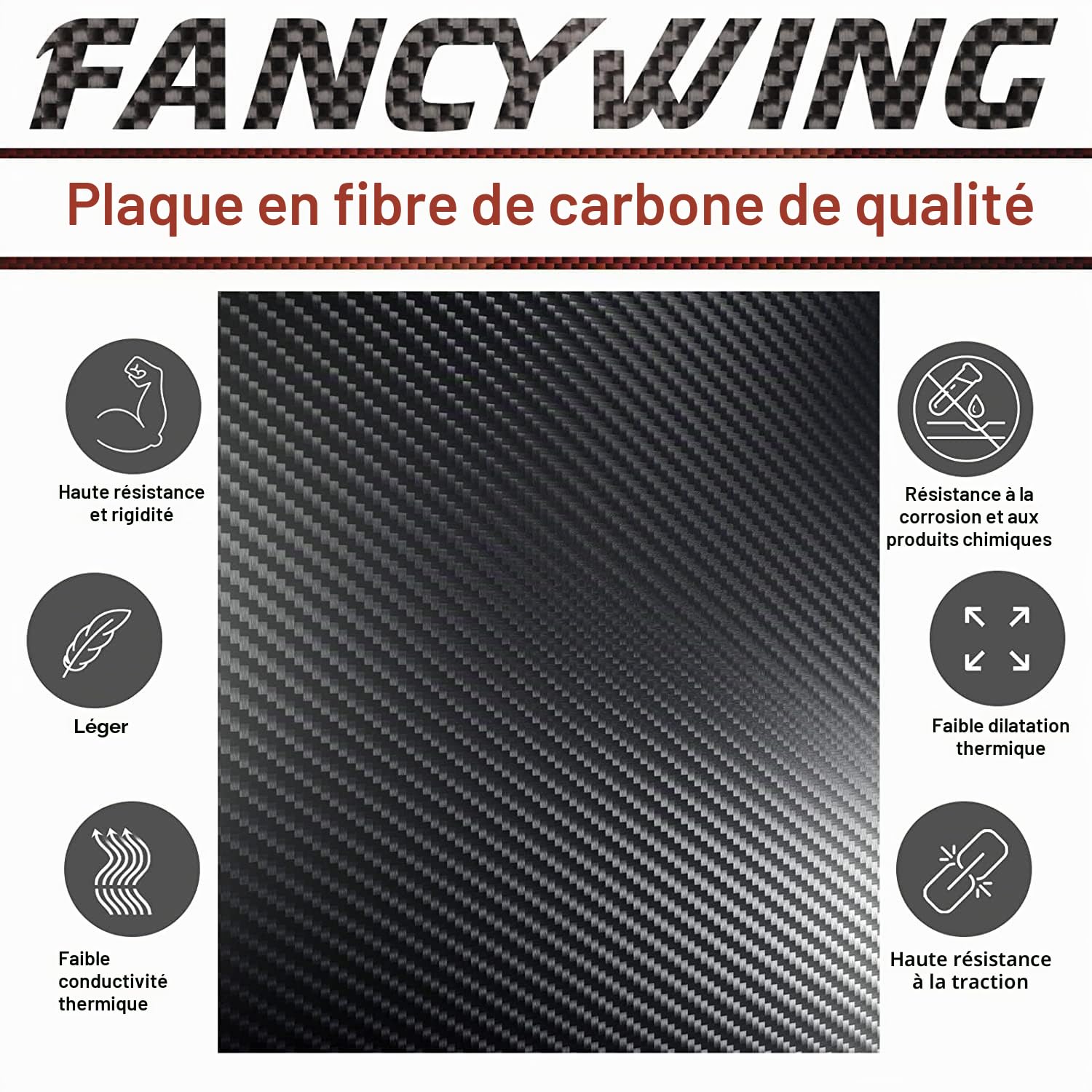 Plaque en fibre de carbone 100% 3K 200 x 300 0.5mm 1.0mm 1.5mm 2.0mm 2.5mm 3.0mm 4.0mm d'épaisseur (finition mate, 200X300X1.0MM)