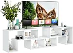 Tangkula 3 Pieces Console TV Stand, Free-Combination Entertainment Center for 50 55 60 65 Inch TV, Minimalist Modern TV Table Media Stand, DIY Open Storage Bookcase Shelf for Living Room (White)