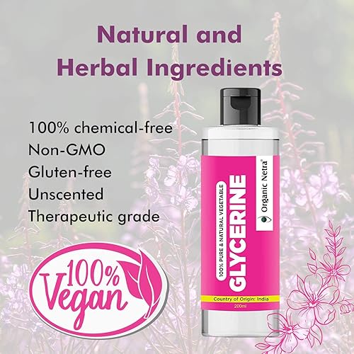 Miniatura 2 de Organic Netra Glicerina para la cara Líquido de glicerina 100% puro y natural para el rostro, belleza y cuidado de la piel Glicerina pura y sin