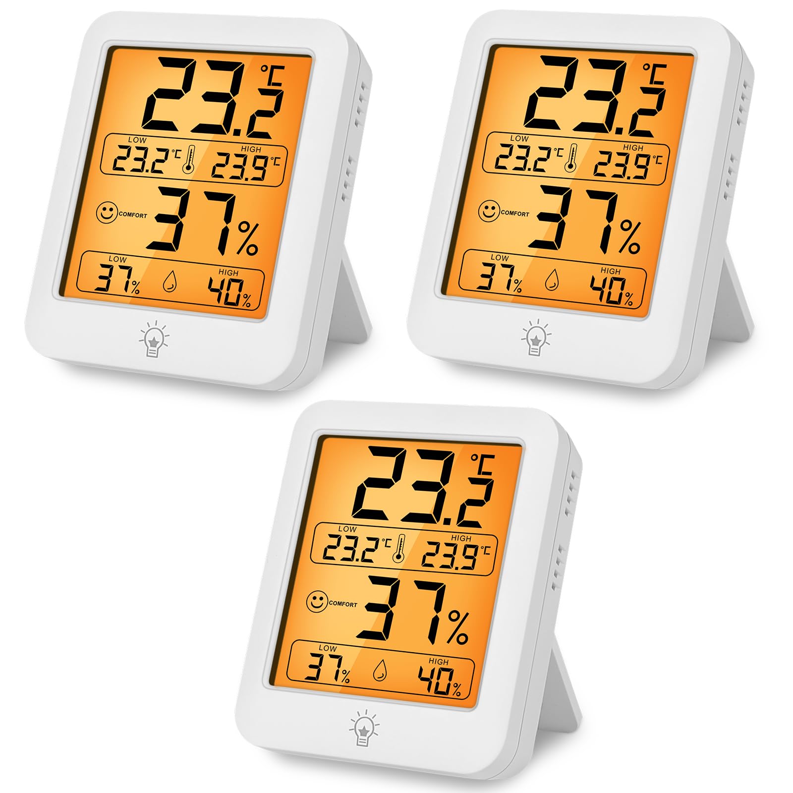 HOTUT Digital Hygrometer Indoor Thermometer, 3 Pack Room Thermometer, Backlit LCD Screen, Temperature Monitor Humidity Meter with Max and Min Records for Home, Bedroom, Baby Nursery, Office — image 1