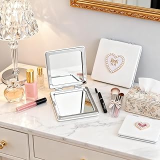 Bonito espejo compacto, tocador de maquillaje...