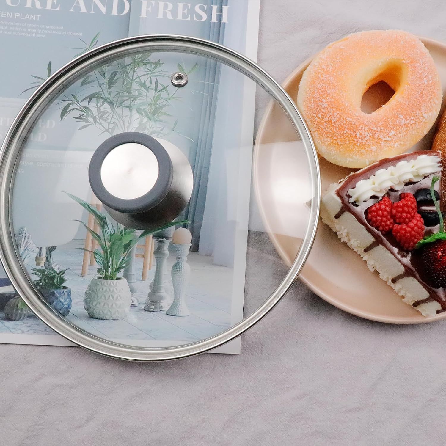 6 Inch Clear Glass Pot Lid for Frying Pan Replacement Cover Can Withstand 356°F (180℃) with Stainless Steel Knob