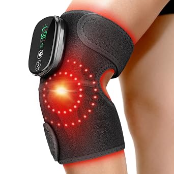 Cordless Knee Heating Pad, Knee Massager with Heat and Vibration, Rechargeable Heated Knee Brace with 3 Heat Levels and 3 Massage Modes
