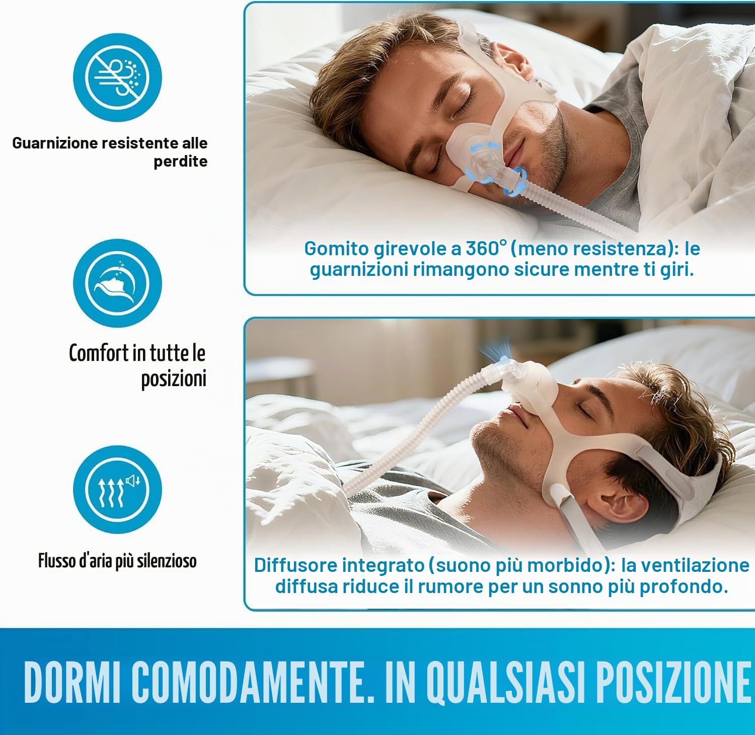 Cuscinetti nasali di ricambio per AirFit N20, compatibili con telaio originale Airfit N20, tenuta affidabile e vestibilità perfetta, cuscinetti di ricambio per maschera, coprono il naso, confezione da