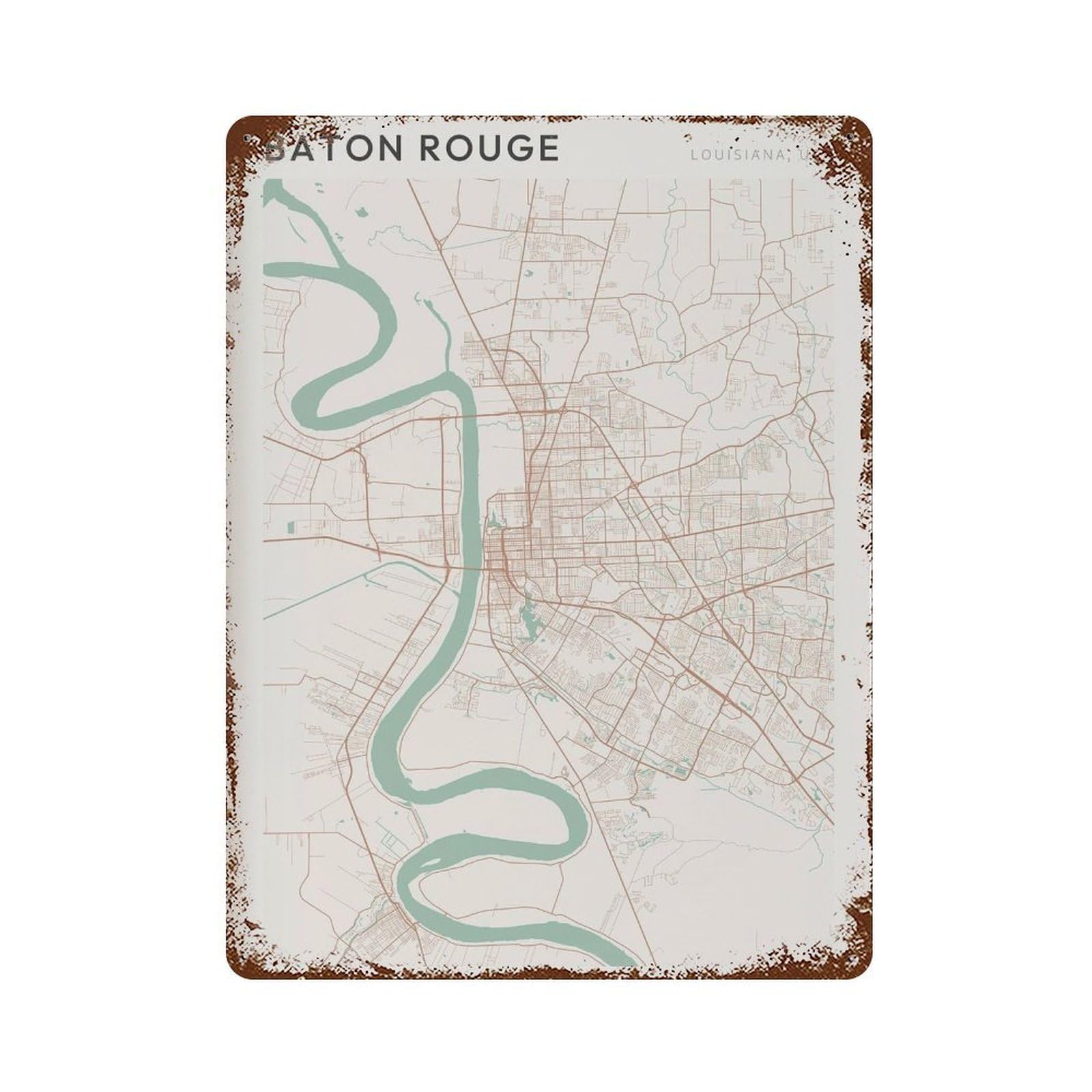 xiaoxiaoshen Baton Rouge Map Louisiana Travel Gift Scandi (2) Wall Decor Art Metal Tin Poster Modern Home Decor Art Home Bar Shop Decorations Vintage Sign 40x30cm