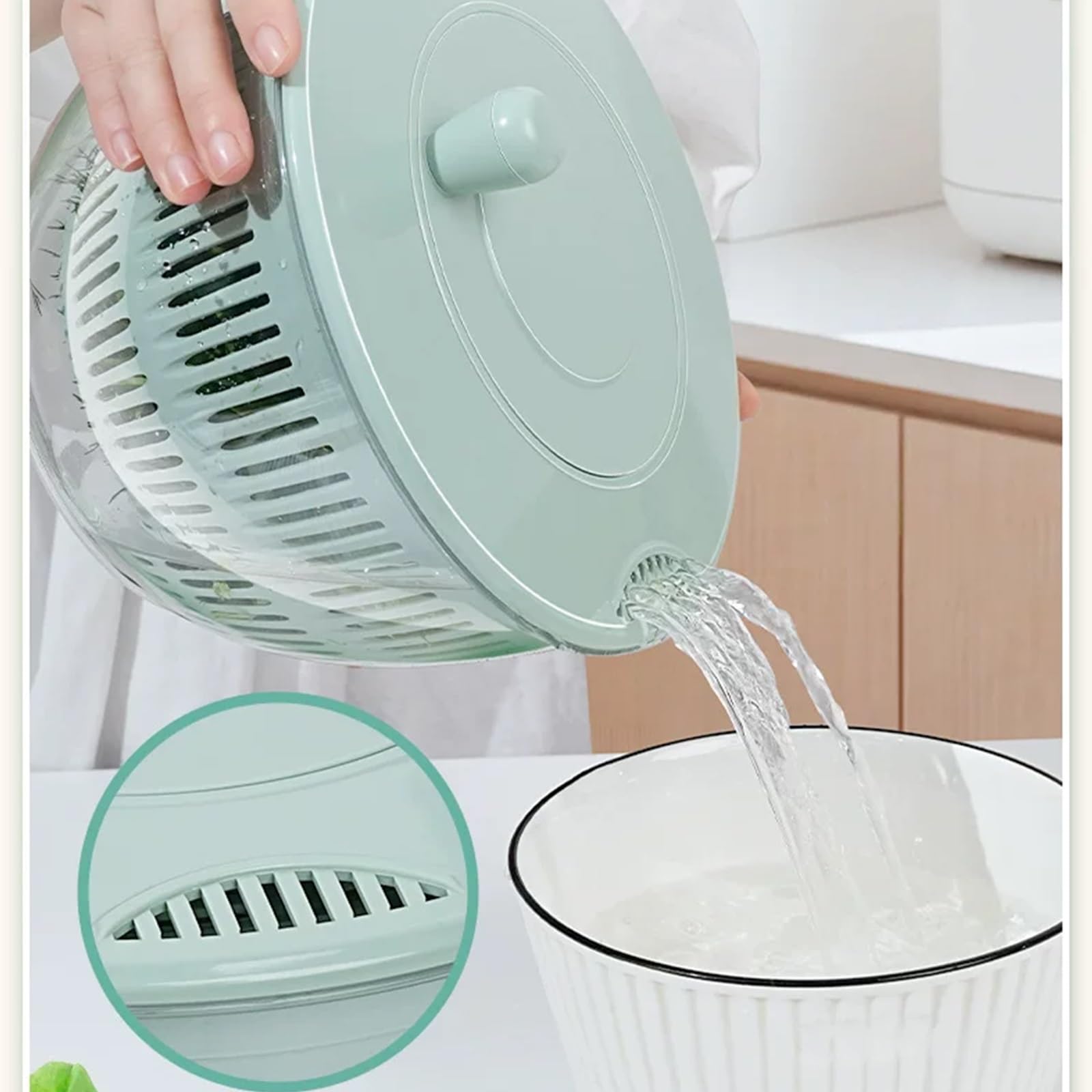 Mandolina de Cocina Multifuncional de Acero Inoxidable, con Cortador 5 Cuchillas, Colador Yemas Huevo, Rallador, Almacenamiento Visible Alta Capacidad, Ahuecado y con Drenaje