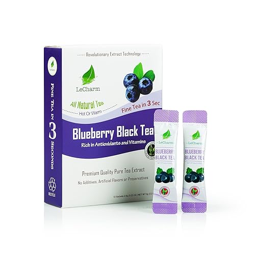 Miniatura 2 de Blueberry Black Instant Tea on the Go LeCharm Extracto de té 100% natural, bebida sin azúcar en polvo de té cristalizado instantáneo para agua pura,