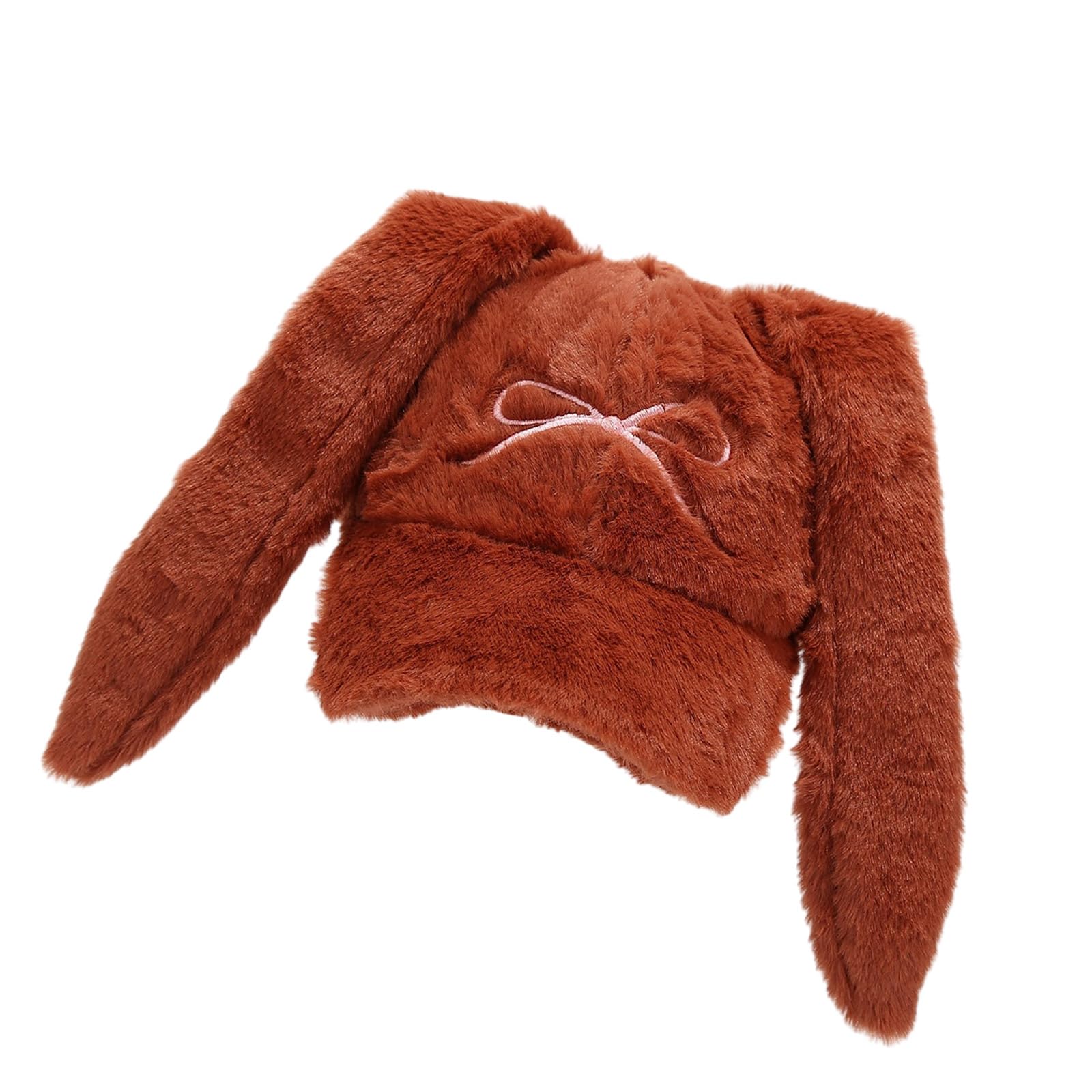 Thick Baseball Hat Embroidered Bowknot Sports Hat with Ear Hat 2000s Cosplay Hat Rabbits Baseball Caps 2000s Light Brown