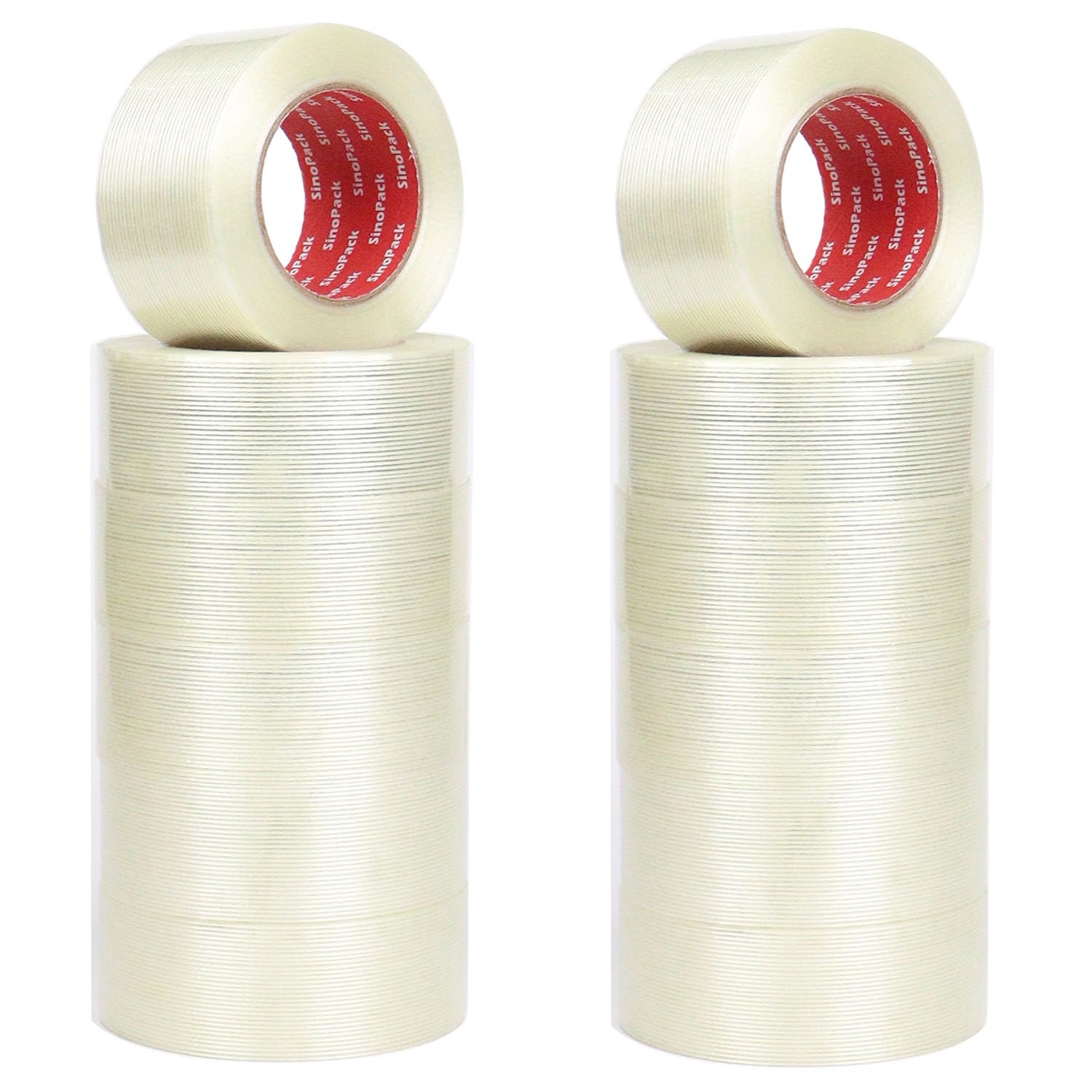 Cinta de embalaje reforzada, paquete de 12 cintas de 5.5 mil x 2 pulgadas x 50 yardas, cinta de nailon resistente de 2 pulgadas, cinta de embalaje reforzada de fibra de vidrio