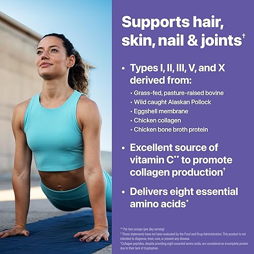 Miniatura 4 de Orgain Polvo de colágeno múltiple hidrolizado para mujeres y hombres, 0.71 onzas de colágeno, apoya la salud del cabello, la piel, las uñas y las